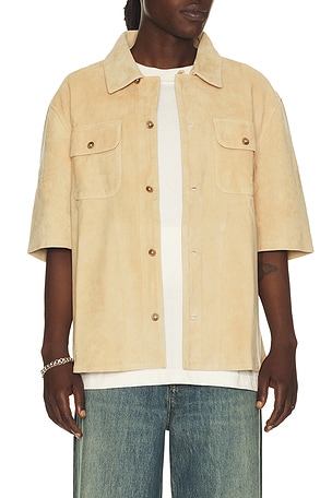 Suede Short Sleeve Camp Shirt Found