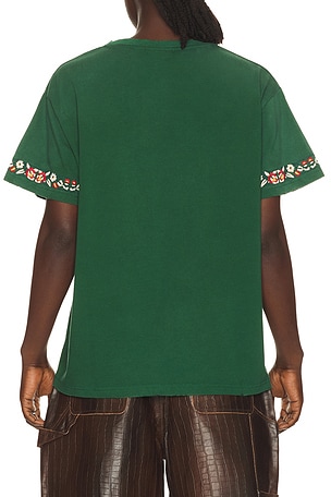 Found Embroidered Horse Equine Tee in Green
