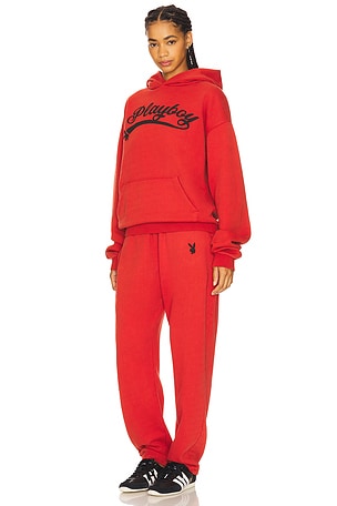 Playboy ENSEMBLE SWEAT À CAPUCHE ET PANTALON LOGO en Rouge