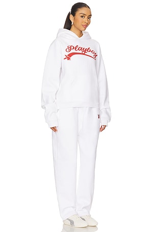Playboy conjunto de sudadera con capucha y pantalón deportivo logo en color blanco