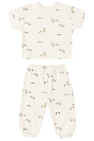 QUINCY MAE Jersey Tee & Pant Set in Ivory