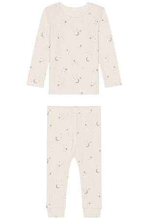 QUINCY MAE Kids Ribbed Tee + Legging Set in Neutral