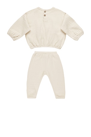 QUINCY MAE Kids Textured Sweat Set in Neutral