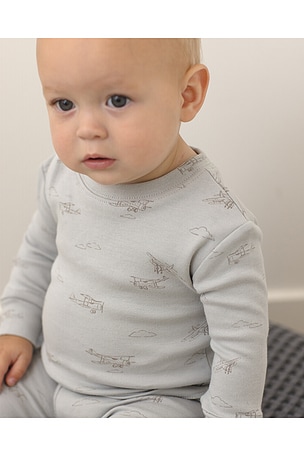 QUINCY MAE Jersey Pajama Set in Blue. Size 12-18M. Also