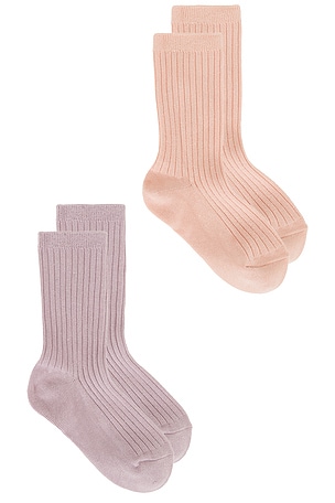 QUINCY MAE Kids Socks Set in Lavdender,Coral