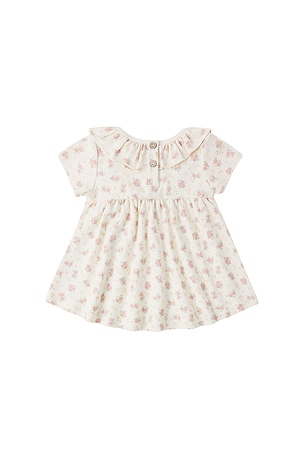 QUINCY MAE Ruffle Collar Jersey Dress in Ivory