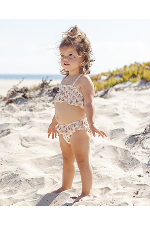 QUINCY MAE Smocked Ruffle Bikini in Yellow