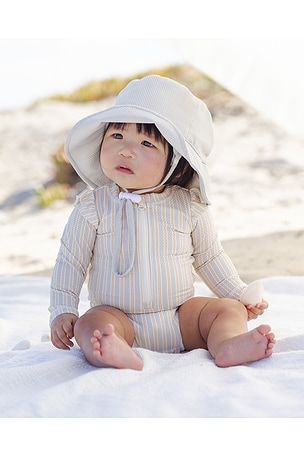 QUINCY MAE Byron Rashguard One Piece Swimsuit in Blue