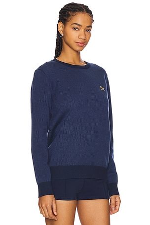 Quiet Golf Crest Herringbone Sweater in Blue