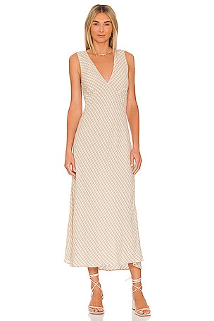 Rails Audrina Midi Dress in Sand Gigham | REVOLVE