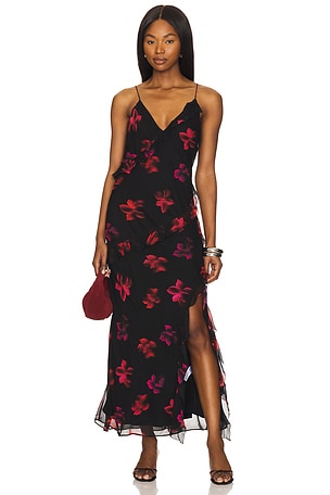 Black dress with roses on sale