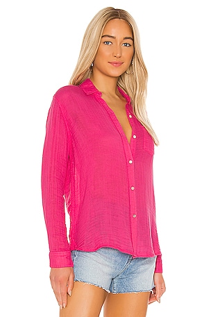 Rails Ellis Gauze Button Down in Fuchsia