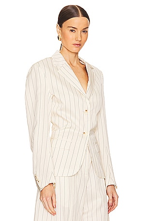 REMAIN Drapey Striped Blazer in Ivory