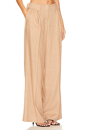 REMAIN Wide Pant With Eyelet Belt in Beige