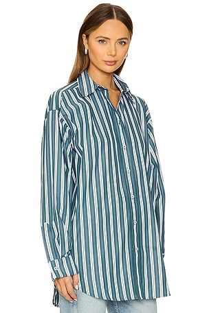 REMAIN Oversize Pintuck Shirt in Blue, Green