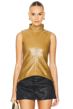 Fitted Leather Top REMAIN