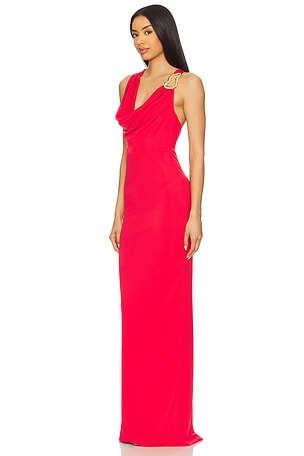 Rebecca Vallance Carmine Halter Maxi Dress in Red