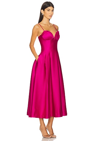 Rebecca Vallance Saskia Midi Dress in Fuchsia