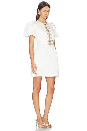 Rebecca Vallance Blaise Puff Sleeve Mini Dress in Ivory. Size Aus 4/US 0. Also