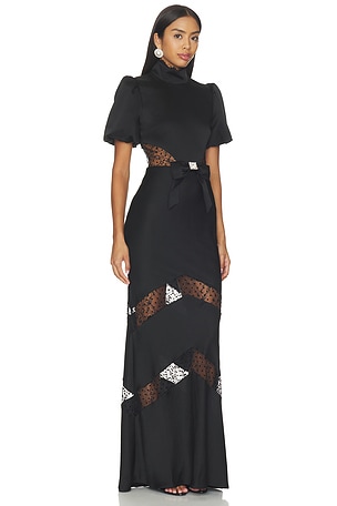 Rebecca Vallance Noire Short Sleeve Gown in Black