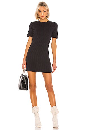 RE/DONE 60s Mini Rib Dress in Black | REVOLVE