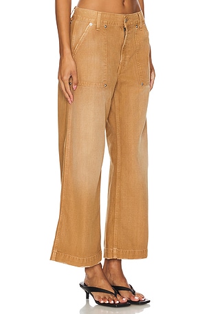 RE/DONE Cropped Baker Wide Leg in Tan