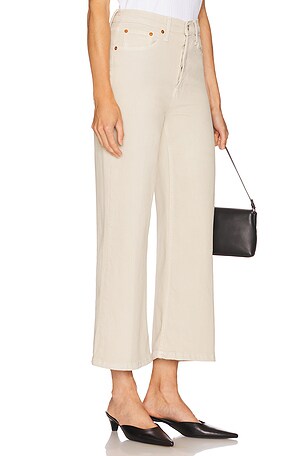 RE/DONE High Rise Wide Leg Crop in Taupe