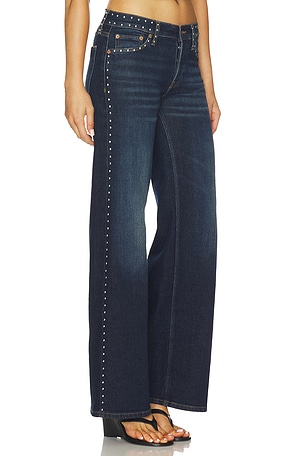 RE/DONE Studded Mid Rise Wide Leg Jeans in Blue