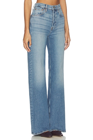 RE/DONE High Rise Wide Leg Jeans in Blue