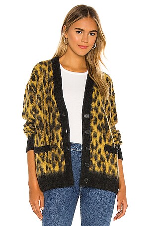 RE/DONE x WW84 90s Oversized Cardigan in Cheetah Intarsia