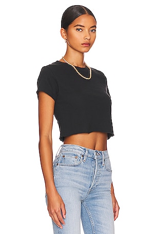 RE/DONE x Hanes Cropped 60's Slim Tee in Black