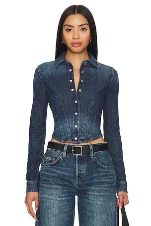 X Pam Anderson Fitted Denim Shirt RE/DONE