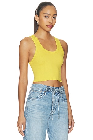 RE/DONE Cropped 60s Tank in Yellow