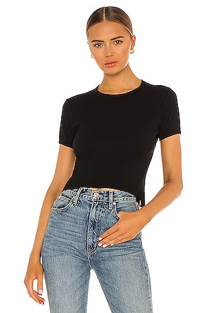 2024超人気 in Tee Sleeve Cap Ribbed 90s RE/DONE Black REVOLVE | Tシャツ(半袖/袖なし)
