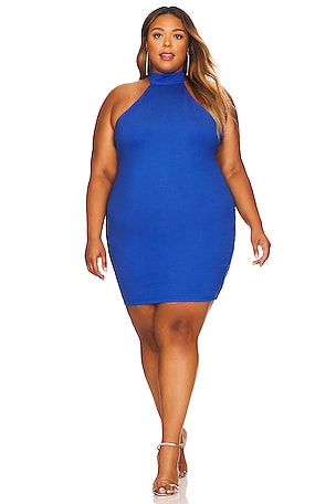 knee length dresses for ladies BLUE PLUS SIZE MINI DRESS – Ada's Boutique main image 1