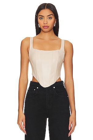 REMI x REVOLVE Ali Faux Leather Corset Top in Cream