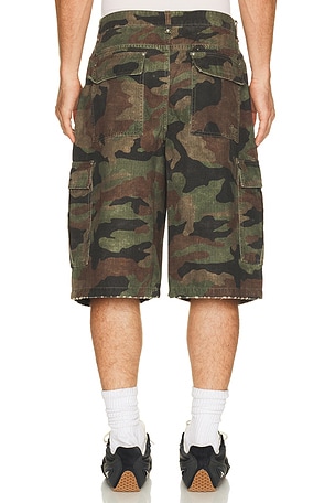 REPRESENT Camo Cargo Short in Green