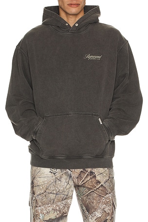 REPRESENT Owners Club Script Hoodie in Grey. Size S. Also