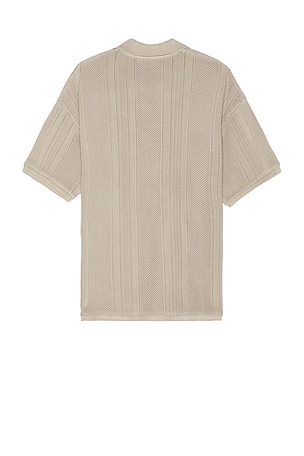 REPRESENT Open Stitch Polo in Taupe