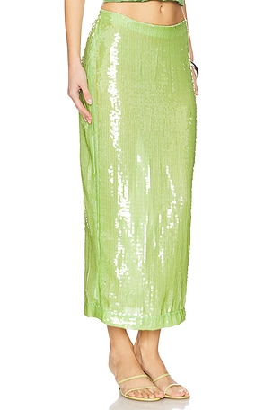 Rezek Studio Sequin Long Skirt in Green