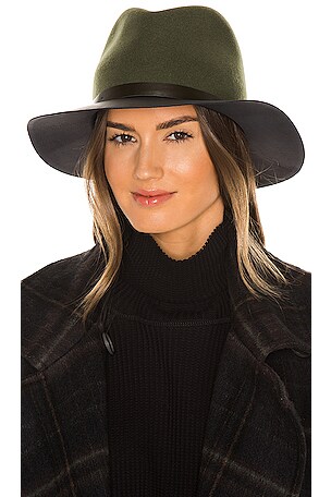Rag & Bone Olive and Black Leather Floppy Brim Hat Olive Melange Tack Fedora | Barbour main image 2