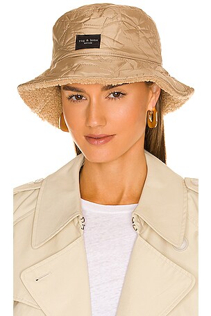 Rag & Bone Addison Reversible Bucket Hat in Camel Sherpa  display picture 1