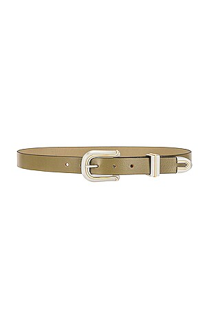 Rag & Bone ‘Ventura’ Leather & Nickel Belt in Olive ? Leather-Belt-Rio-Chrome-Buckle  main image 3