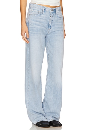 Rag & Bone Featherweight Logan Mid Rise Wide Leg Jeans in Blue. Size 34. Also