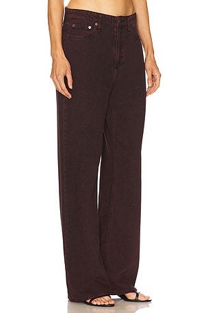 Rag & Bone Featherweight Logan Wide Leg Jeans in Burgundy. Size 32. Also