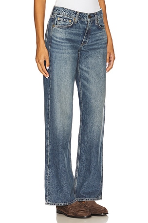 Rag & Bone Saige Low Rise Relaxed Straight Jeans in Blue. Size 34. Also