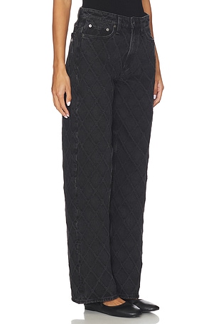 Rag & Bone Logan Quilted Wide Leg Jeans in Black