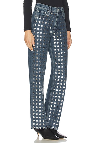 Rag & Bone Shea Relaxed Straight Jeans in Blue. Size 28. Also