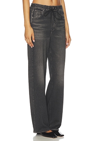 Rag & Bone Miramar Terry Drawstring Wide Leg Jeans in Black. Size XXS. Also