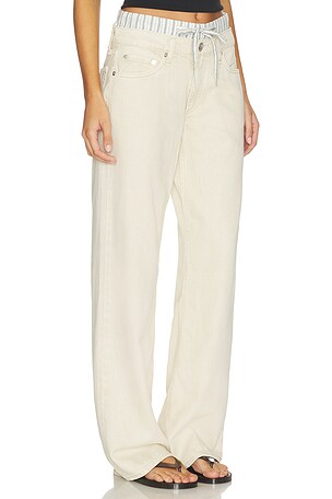 Rag & Bone Saige Full Boxer Straight Jeans in Cream